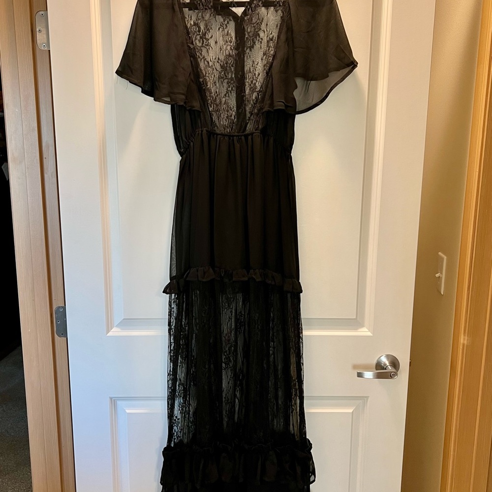 Renamed Black Lace See Thru Maxi Dress - Picture 3 of 5